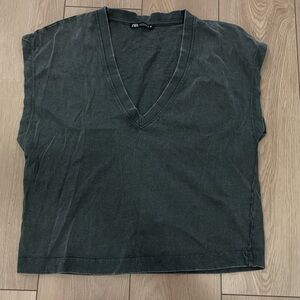 Zara boxy charcoal tee